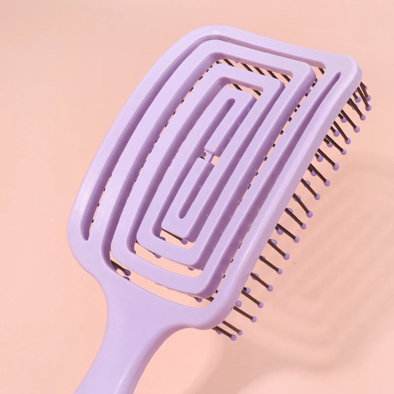 Hollow out Styling Beaded Curved Detangling Hair Brush, Wet/Dry Scalp Massage Detangler