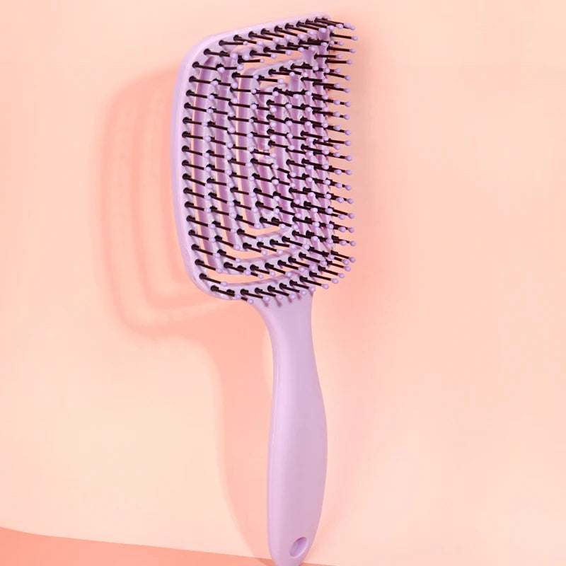 Hollow out Styling Beaded Curved Detangling Hair Brush, Wet/Dry Scalp Massage Detangler