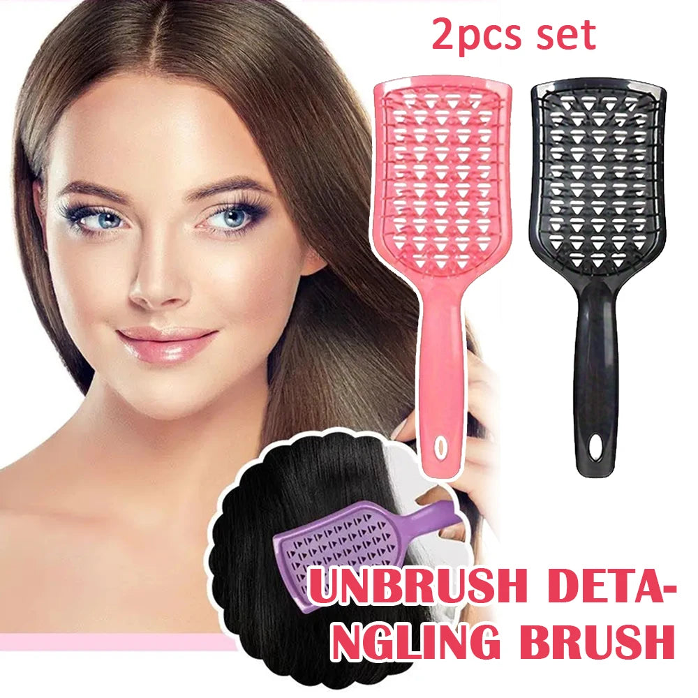 2pcs/Set Detangling hair brush Hollow Multi Teeth Comb Massage Scalp